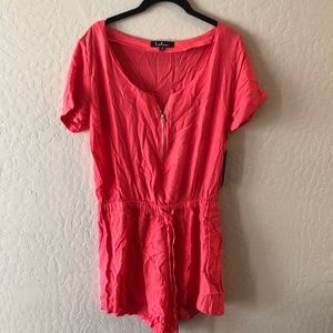 Bright coral pink romper